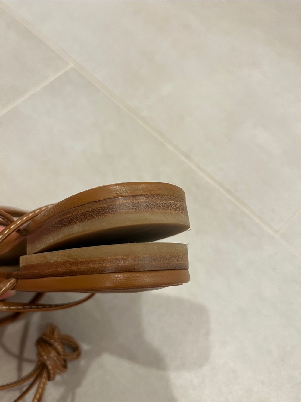 Margaux The Wrap Sandal Napa Saddle 37M / 7 M US Excellent used condition - Picture 14 of 16
